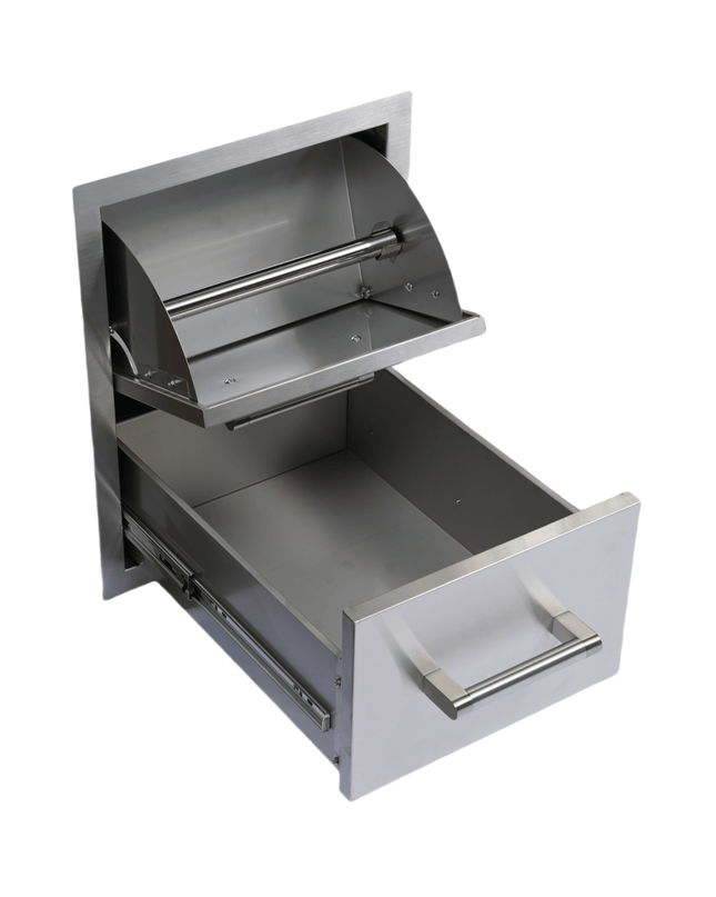 Premium Outdoor Kitchen With 32-Inch 60K BTU Built-In Stainless Steel LPG Gas Grill, Door And Drawer Combo And Stainless Steel Ice Box