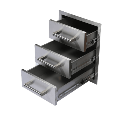 Premium Outdoor Kitchen With 32-Inch 60K BTU Built-In Stainless Steel LPG Gas Grill, Door And Drawer Combo And Stainless Steel Ice Box