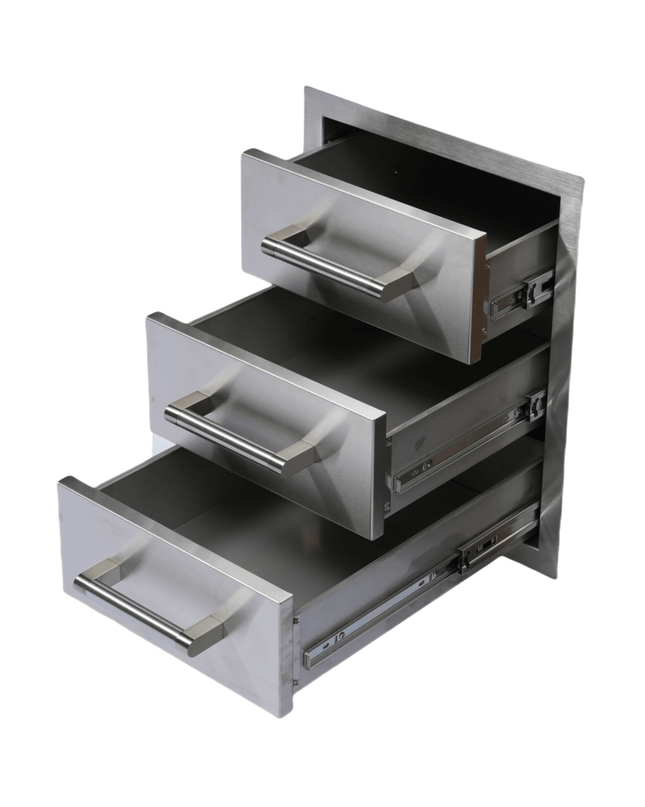 Premium Outdoor Kitchen With 32-Inch 60K BTU Built-In Stainless Steel LPG Gas Grill, Door And Drawer Combo And Stainless Steel Ice Box