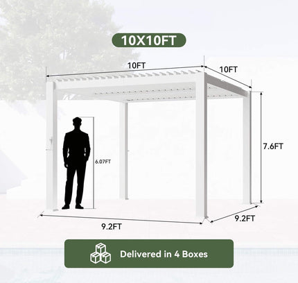 Premium White Outdoor Metal Louvered Pergola With Drainage System (SAK87265)