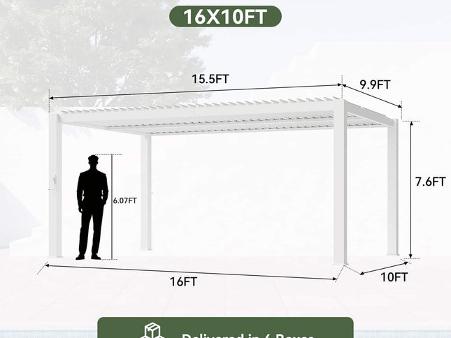 Alora Premium White Outdoor Metal Louvered Pergola With Drainage System (SAK87265)