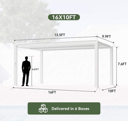 Premium White Outdoor Metal Louvered Pergola With Drainage System (SAK87265)