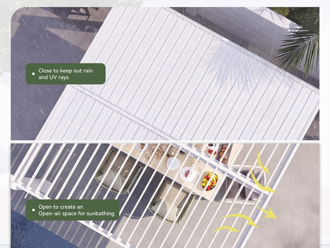 Alora Premium White Outdoor Metal Louvered Pergola With Drainage System (SAK87265)
