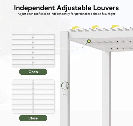 Premium White Outdoor Metal Louvered Pergola With Drainage System (SAK87265)
