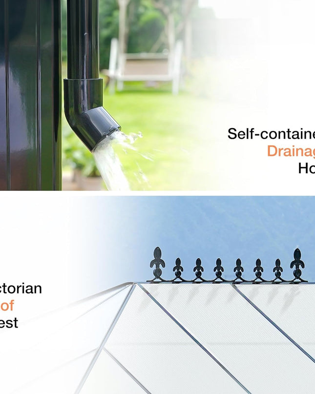 [10X14FT] Premium Outdoor Polycarbonate Greenhouse With Aluminum Frame And Double Swing Doors