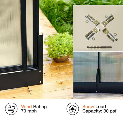 [10X14FT] Premium Outdoor Polycarbonate Greenhouse With Aluminum Frame And Double Swing Doors