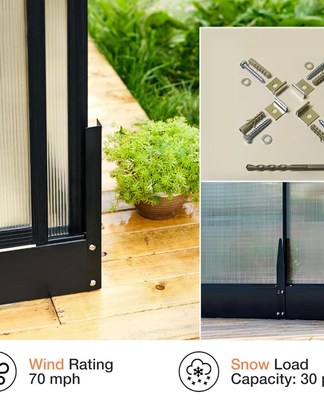 [10X14FT] Premium Outdoor Polycarbonate Greenhouse With Aluminum Frame And Double Swing Doors