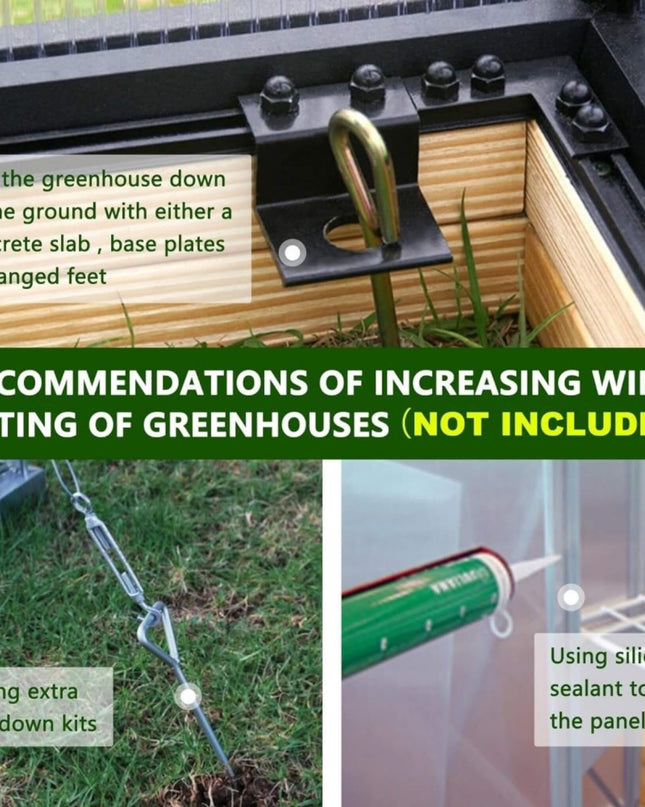 [06X12FT] Premium Polycarbonate Gray Walk-In Greenhouse Kit With Adjustable Vent And Lockable Door (SAK35264)