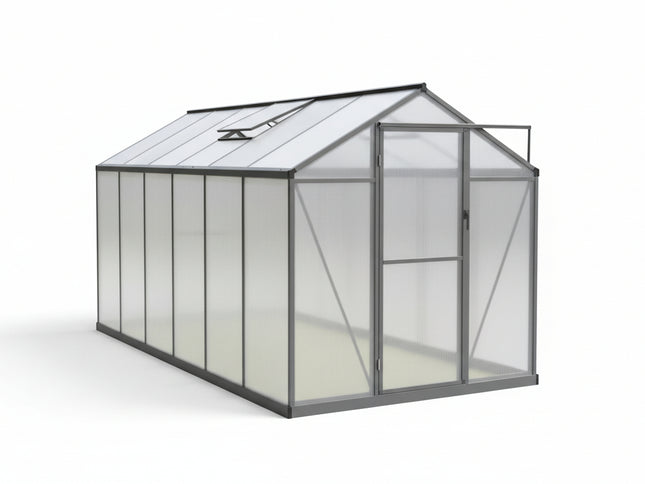 6x12FT Polycarbonate Walk-In Greenhouse Kit, Adjustable Vent & Lockable Door