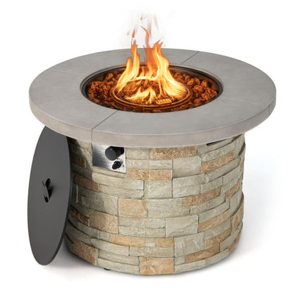 Alora Premium Round Outdoor Propane Patio Gas Fire Pit Table W/ Lava Rock & Cover, 36"