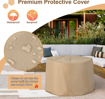 Alora Premium Round Outdoor Propane Patio Gas Fire Pit Table W/ Lava Rock & Cover, 36"