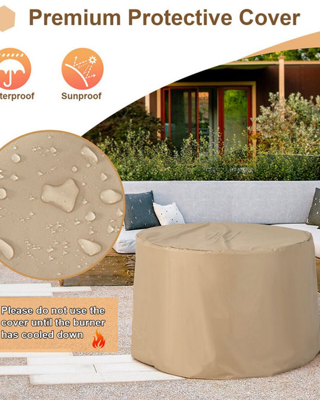 Alora Premium Round Outdoor Propane Patio Gas Fire Pit Table W/ Lava Rock & Cover, 36"