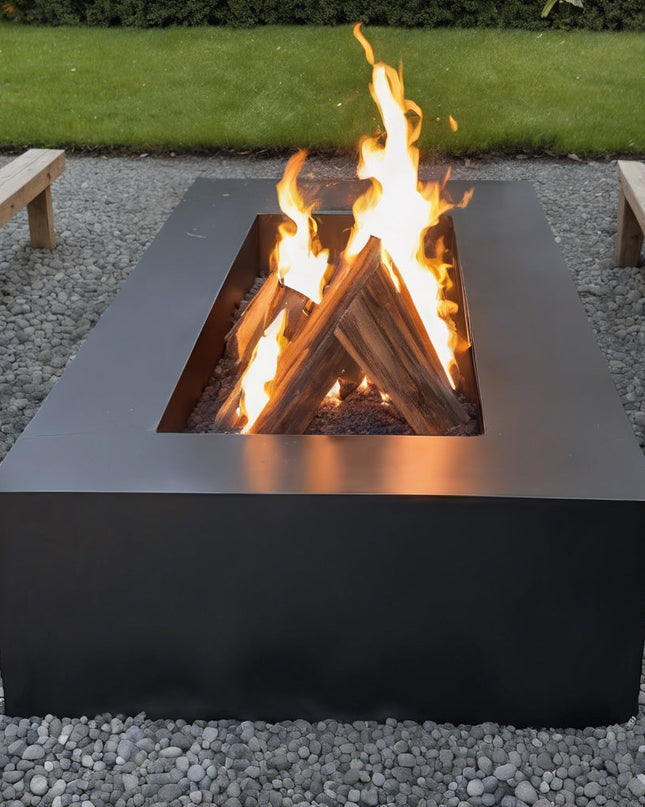 Rectangular Steel Wood-burning Fire Pit (2 sizes)