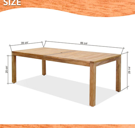 Rinjani Rectangular Teak Table and Fortuna Armchair Dining Set
