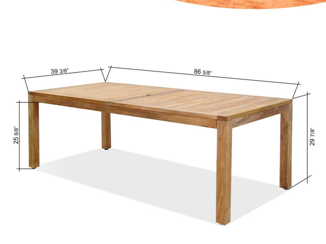 Rinjani Rectangular Teak Table and Fortuna Armchair Dining Set