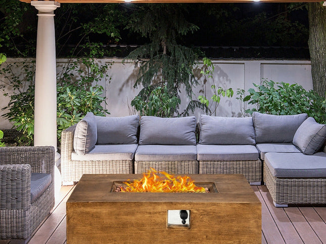 48"x27" Gas Fire Pit Table with Lava Rocks & Cover, 50,000 BTU