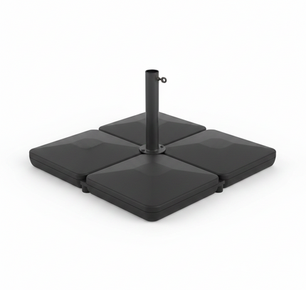 4-Piece Square Fillable Patio Umbrella Base Set with Handle and Funnel