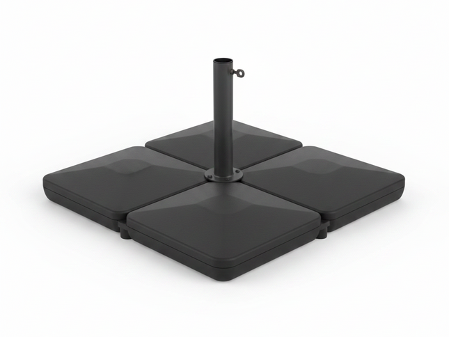 4-Piece Square Fillable Patio Umbrella Base Set with Handle and Funnel
