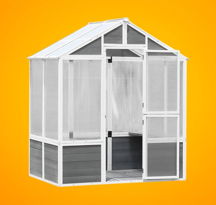 Outdoor Walk-In Polycarbonate Garden Greenhouse With Drain Holes, 4x6FT