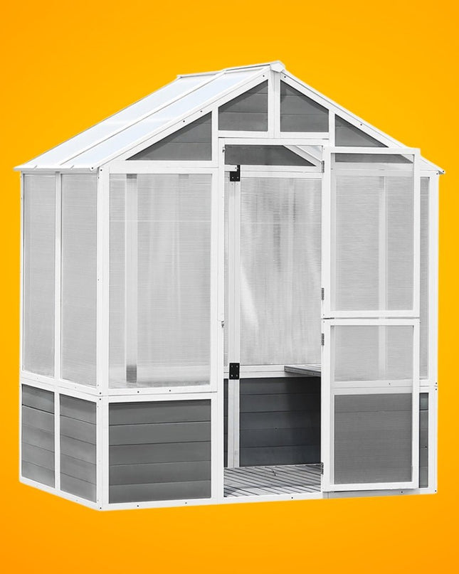 Outdoor Walk-In Polycarbonate Garden Greenhouse With Drain Holes, 4x6FT