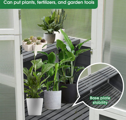 Outdoor Walk-In Polycarbonate Garden Greenhouse With Drain Holes, 4x6FT