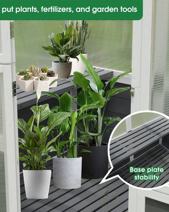 Outdoor Walk-In Polycarbonate Garden Greenhouse With Drain Holes, 4x6FT