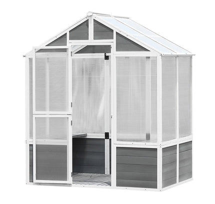 Outdoor Walk-In Polycarbonate Garden Greenhouse With Drain Holes, 4x6FT