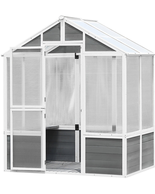 Outdoor Walk-In Polycarbonate Garden Greenhouse With Drain Holes, 4x6FT
