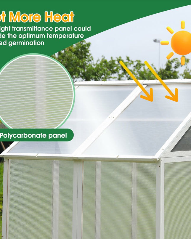 Outdoor Walk-In Polycarbonate Garden Greenhouse With Drain Holes, 4x6FT