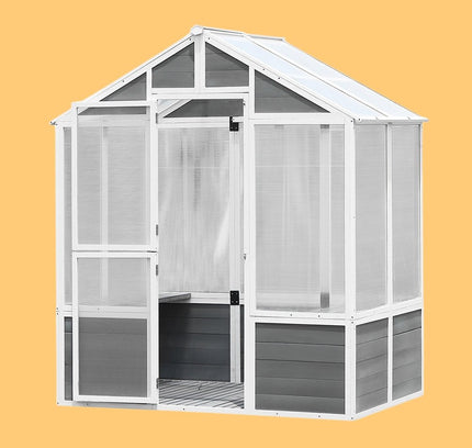 Outdoor Walk-In Polycarbonate Garden Greenhouse With Drain Holes, 4x6FT