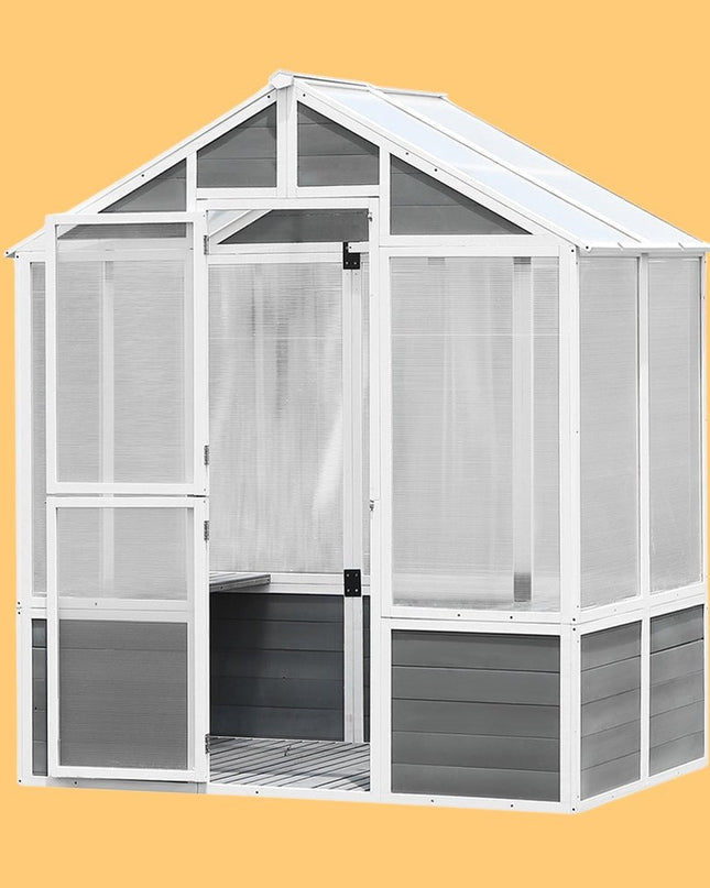 Outdoor Walk-In Polycarbonate Garden Greenhouse With Drain Holes, 4x6FT