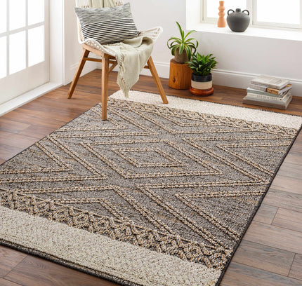 Beige Charcoal Areli Outdoor Area Rug