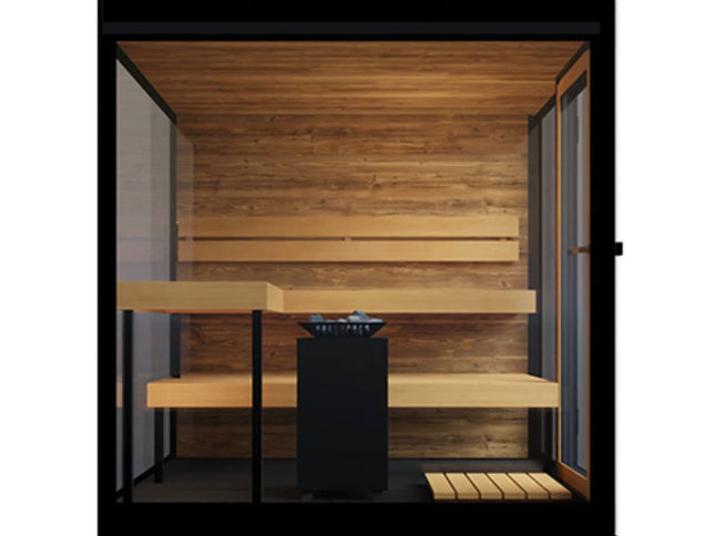 ThermaSol Vue 4-Person Outdoor Mirrored Glass Sauna [Made-To-Order] [14-VUEDL/R] (SAK84963)