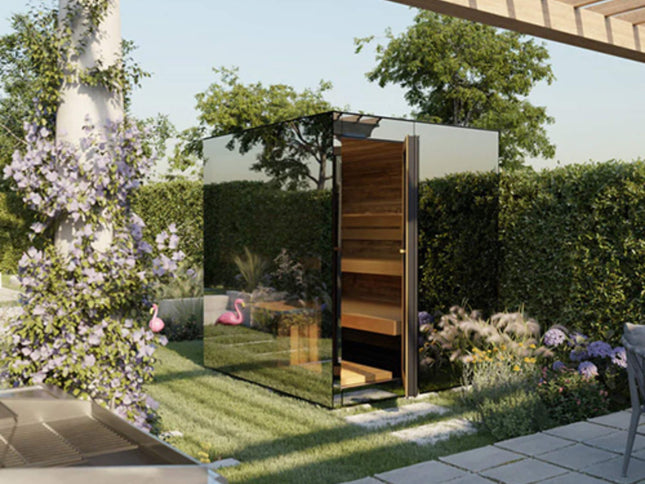 ThermaSol Vue 4-Person Outdoor Mirrored Glass Sauna [Made-To-Order] [14-VUEDL/R] (SAK84963)