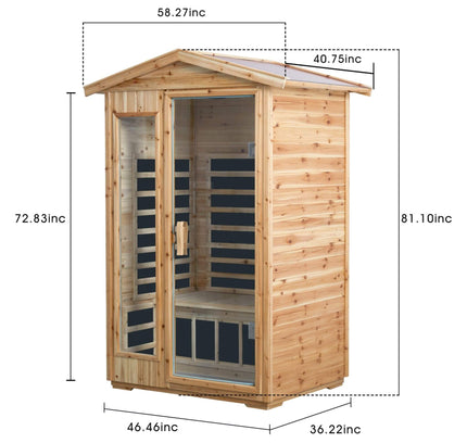 Thermora 2-Person Outdoor Infrared Sauna With Bluetooth Audio And LED Lighting