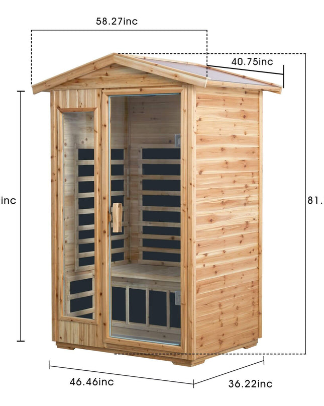 Thermora 2-Person Outdoor Infrared Sauna With Bluetooth Audio And LED Lighting