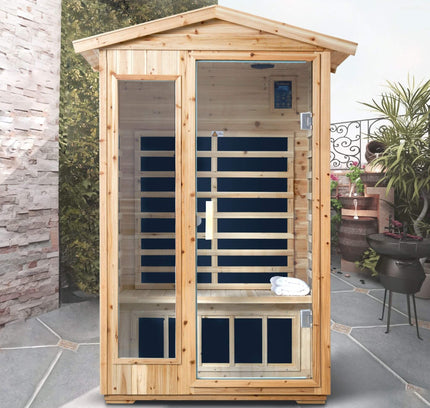 Thermora 2-Person Outdoor Infrared Sauna With Bluetooth Audio And LED Lighting