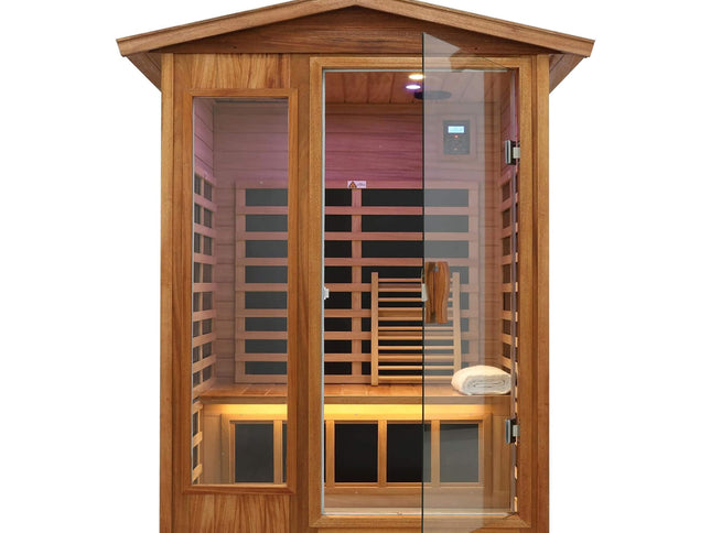 Ignis 2-Person Ultra-Low EMF Mahogany Outdoor Infrared Sauna With Bluetooth Speakers (SAK43021)