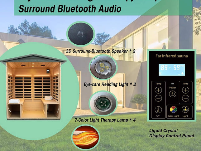Eterna 4-Person Full-Spectrum Low EMF Carbonized Composite Infrared Sauna Room With Bluetooth Speakers (SAK70182)