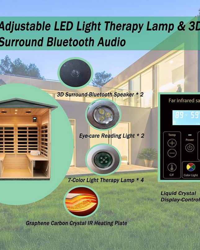 Thermora 4-Person Full-Spectrum Low EMF Carbonized Composite Infrared Sauna Room With Bluetooth Speakers (SAK70182)