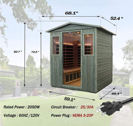Thermora 4-Person Full-Spectrum Low EMF Carbonized Composite Infrared Sauna Room With Bluetooth Speakers (SAK70182)
