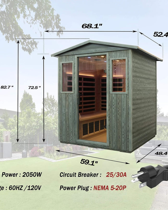 Thermora 4-Person Full-Spectrum Low EMF Carbonized Composite Infrared Sauna Room With Bluetooth Speakers (SAK70182)