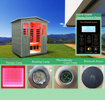 Thermora 3-Person Full-Spectrum Low EMF Carbonized Composite Infrared Sauna Room With Bluetooth Speakers