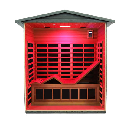 Thermora 3-Person Full-Spectrum Low EMF Carbonized Composite Infrared Sauna Room With Bluetooth Speakers