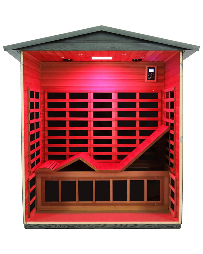 Thermora 3-Person Full-Spectrum Low EMF Carbonized Composite Infrared Sauna Room With Bluetooth Speakers
