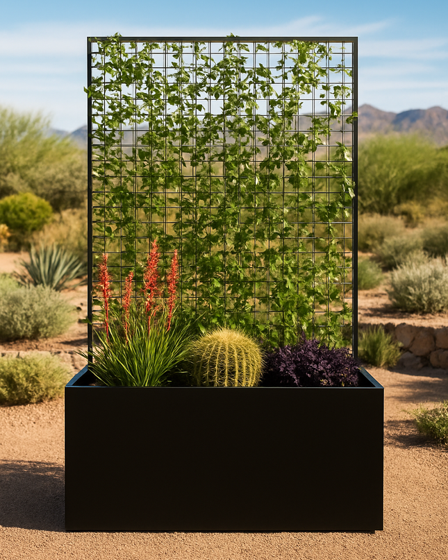 Steel Edge Planter with Trellis