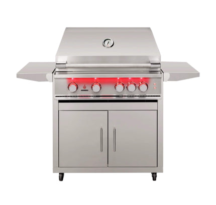 TrueFlame Freestanding Gas Grill with Deluxe Cart, 25"-40"