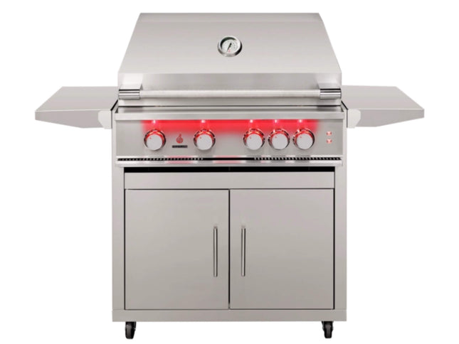 TrueFlame Freestanding Gas Grill with Deluxe Cart, 25"-40"