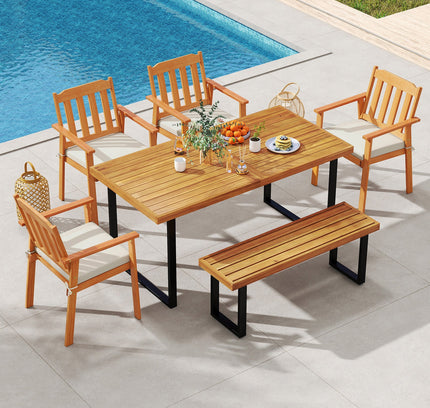 6-Piece Patio Dining Table Set 63" Rectangle Table