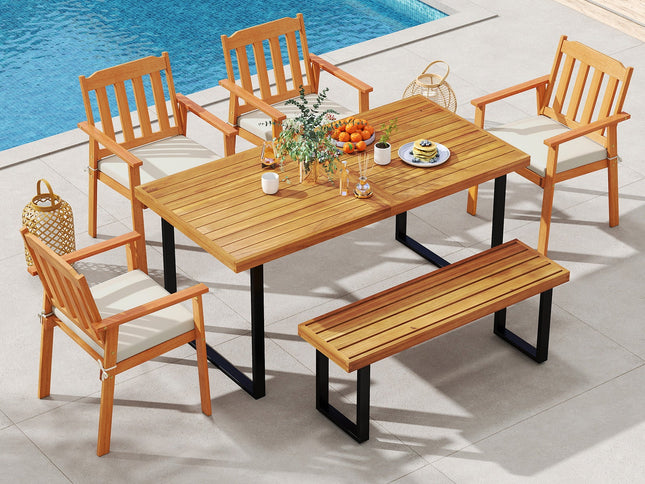 6-Piece Patio Dining Table Set 63" Rectangle Table